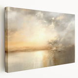 Stretched canvas wall art showcasing an abstract landscape design with vibrant colors and textured details, ideal for modern home decor. The side view highlights the depth and quality of the artwork, enhancing any living space.