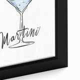 Close-up of extra large black wall art featuring colorful, textured food and drink motifs on a framed canvas.