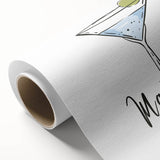 Art deco poster featuring a stylized food and drink motif in pastel shades on rolled canvas, ideal for nursery wall art.