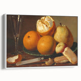 Extra large vintage poster art of colorful fruits on a black background, framed canvas, ideal for living room decor.