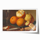 Rolled canvas print featuring an assortment of fruits in vibrant colors, ideal for dining room wall art.