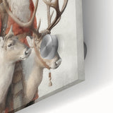 Seasonal Wall Art - Santa with Reindeer Winter Scene Holiday Print