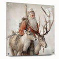 Seasonal Wall Art - Santa with Reindeer Winter Scene Holiday Print