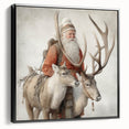 Seasonal Wall Art - Santa with Reindeer Winter Scene Holiday Print