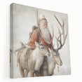 Seasonal Wall Art - Santa with Reindeer Winter Scene Holiday Print