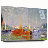 Impressionist Harbor Scene - Monet's Red Boats at Argenteuil, Print