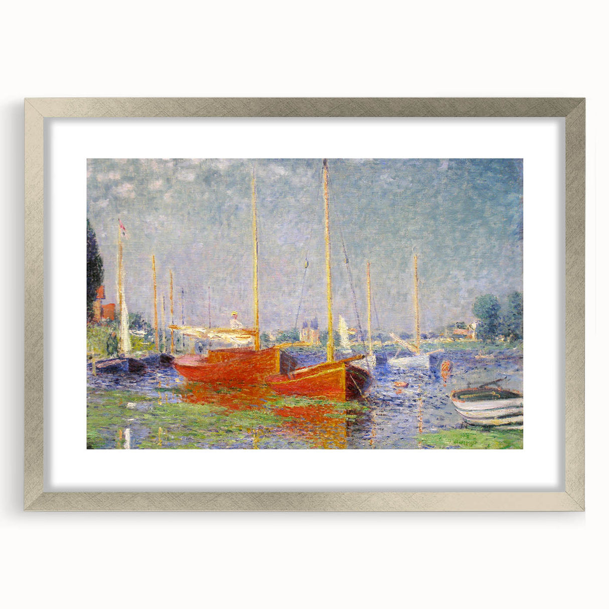 Impressionist Harbor Scene - Monet's Red Boats at Argenteuil, Print
