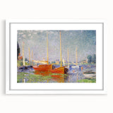 Impressionist Harbor Scene - Monet's Red Boats at Argenteuil, Print