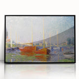 Impressionist Harbor Scene - Monet's Red Boats at Argenteuil, Print