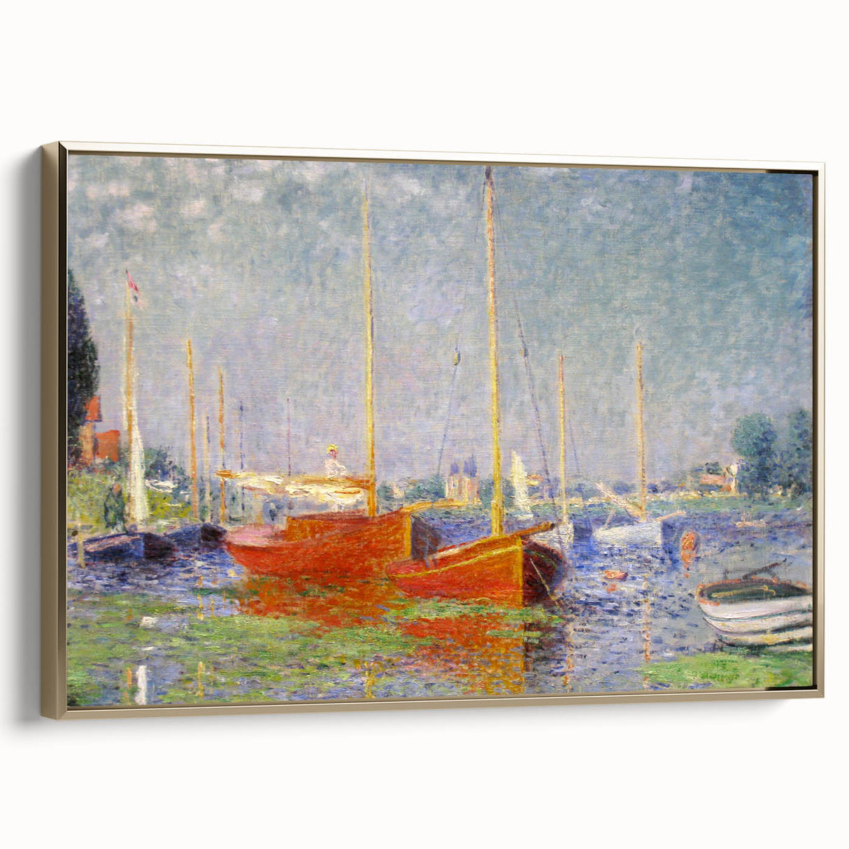 Impressionist Harbor Scene - Monet's Red Boats at Argenteuil, Print