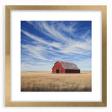 Elegant landscape barn frame with a gold mat, showcasing a beautiful front view design. Ideal for enhancing home decor with rustic charm. Perfect for art enthusiasts seeking a stylish display.