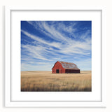 Landscape barn frame with a white mat, showcasing a rustic design. The frame's natural wood finish complements the artwork, enhancing its charm and appeal.