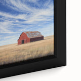Close-up of a barn landscape art canvas print featuring vibrant colors and intricate details, showcasing rustic charm for home decor enthusiasts, ideal for farmhouse aesthetics.