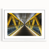 White landscape bridge frame with a mat, showcasing a modern design, ideal for displaying artwork or photos. Perfect for home decor enhancement and gifting.