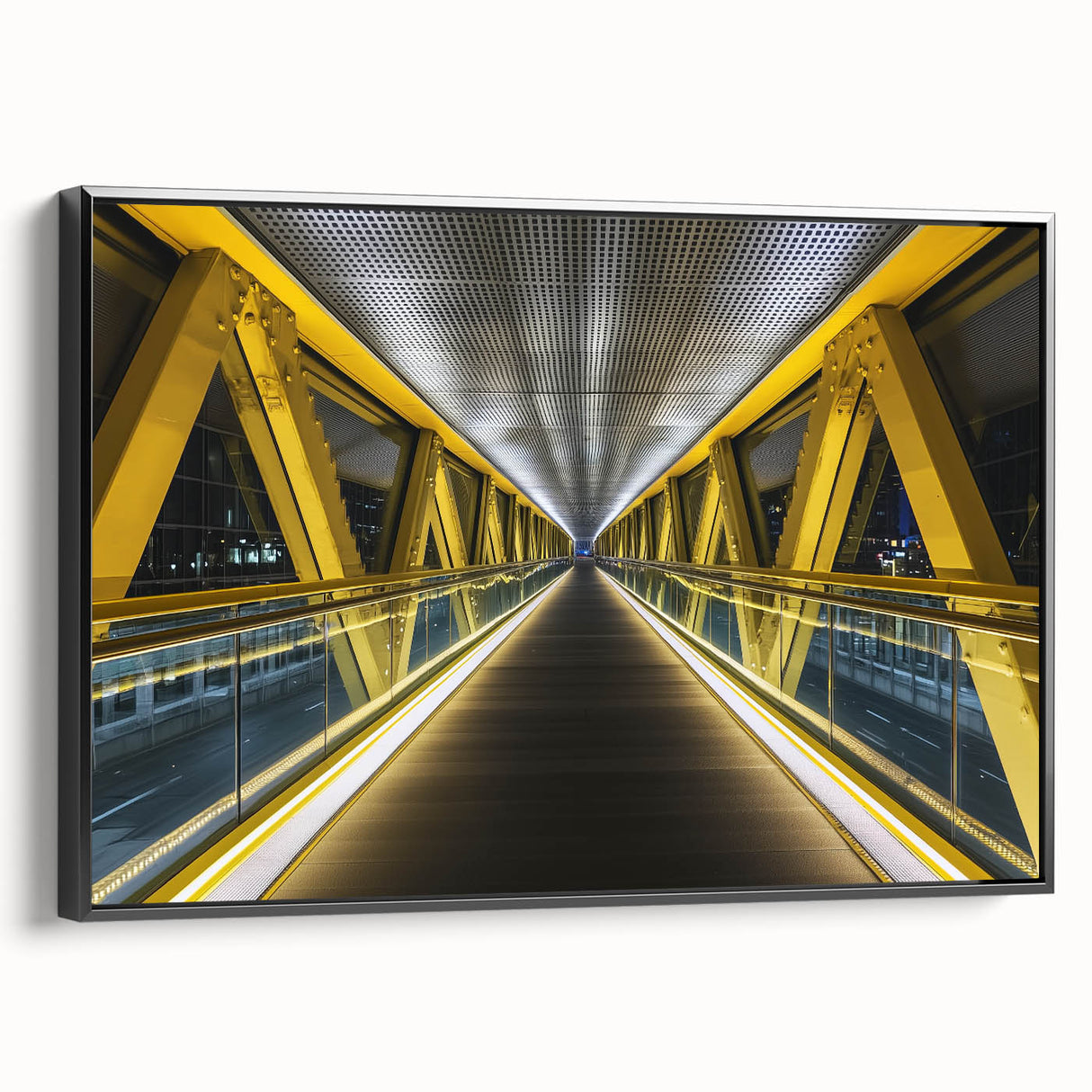 Framed canvas artwork depicting a serene landscape bridge scene, showcasing rich colors and intricate details, perfect for enhancing home decor with nature-inspired elegance.