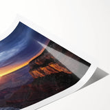 Vibrant landscape print of colorful canyons, showcasing intricate patterns and textures, rolled and ready for framing, perfect for home decor enthusiasts.