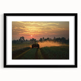 Black-framed landscape artwork featuring a serene countryside scene with rolling hills and a clear blue sky, ideal for home decor and enhancing interior spaces.