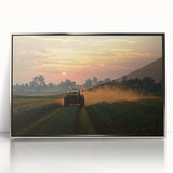 Framed acrylic artwork showcasing a serene countryside landscape in silver tones, designed to enhance home decor with its elegant presentation.