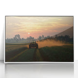 Framed acrylic landscape artwork showcasing a serene countryside scene with lush greenery and a tranquil sky, presented in a sleek white frame, ideal for home decor.