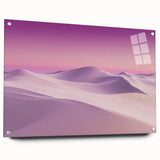 Desert landscape acrylic artwork displayed in a side view, showcasing vibrant colors and intricate details, secured with pins for stability and visual appeal.