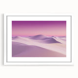 Desert landscape framed art print featuring a vibrant sunset over sand dunes with a white mat, perfect for enhancing modern home decor and bringing warmth to any room.