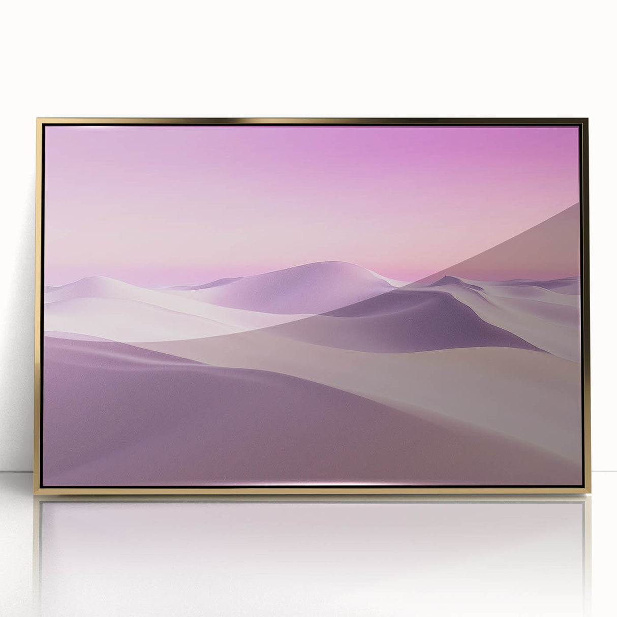 Framed acrylic wall art depicting a vibrant desert landscape, featuring rich gold accents and a contemporary design, perfect for home décor enhancement.
