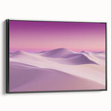Framed canvas artwork showcasing a vibrant desert landscape, featuring hues of orange and yellow, displayed from a black side view for elegant decor.