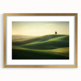 Elegant gold-framed landscape artwork featuring serene fields and a white mat, perfect for enhancing home decor with a touch of sophistication.