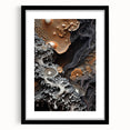 Textured abstract art print featuring close-up natural elements in muted earth tones, framed with mat.