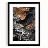 Textured abstract art print featuring close-up natural elements in muted earth tones, framed with mat.