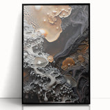 Framed acrylic landscape painting featuring vintage-style natural elements, in muted earth tones.