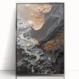 Large acrylic print of mid-century modernist art featuring natural elements in muted earth tones.