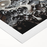 Art deco poster featuring a geometric pattern in muted gold and white tones on rolled canvas.