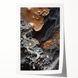 Extra large rolled print featuring close-ups of natural elements in muted green and brown tones.