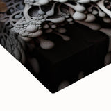 Large art black and white landscape painting on stretched canvas, featuring close-up natural elements.