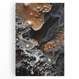 Black and white close-up photo of natural elements on stretched canvas, ideal for kitchen wall art.