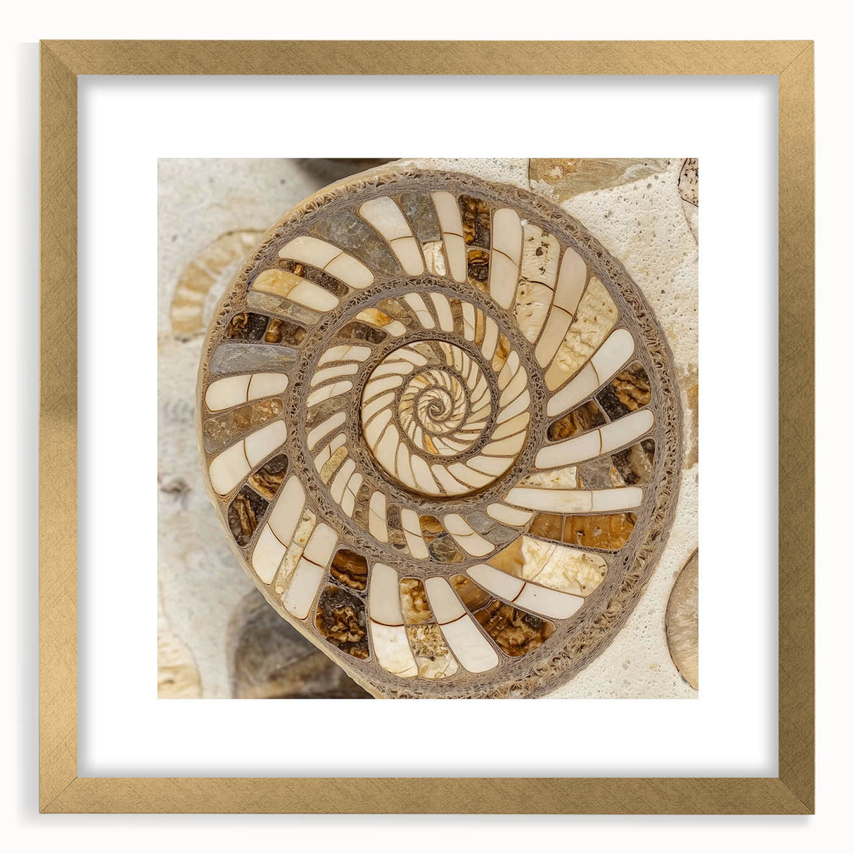 Extra large abstract art print with textured swirls in earthy tones, framed in gold, ideal for living room decor.