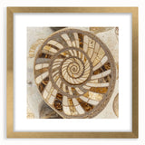 Extra large abstract art print with textured swirls in earthy tones, framed in gold, ideal for living room decor.