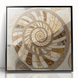 Large abstract wall art featuring swirling blue and green patterns on a black acrylic framed print.