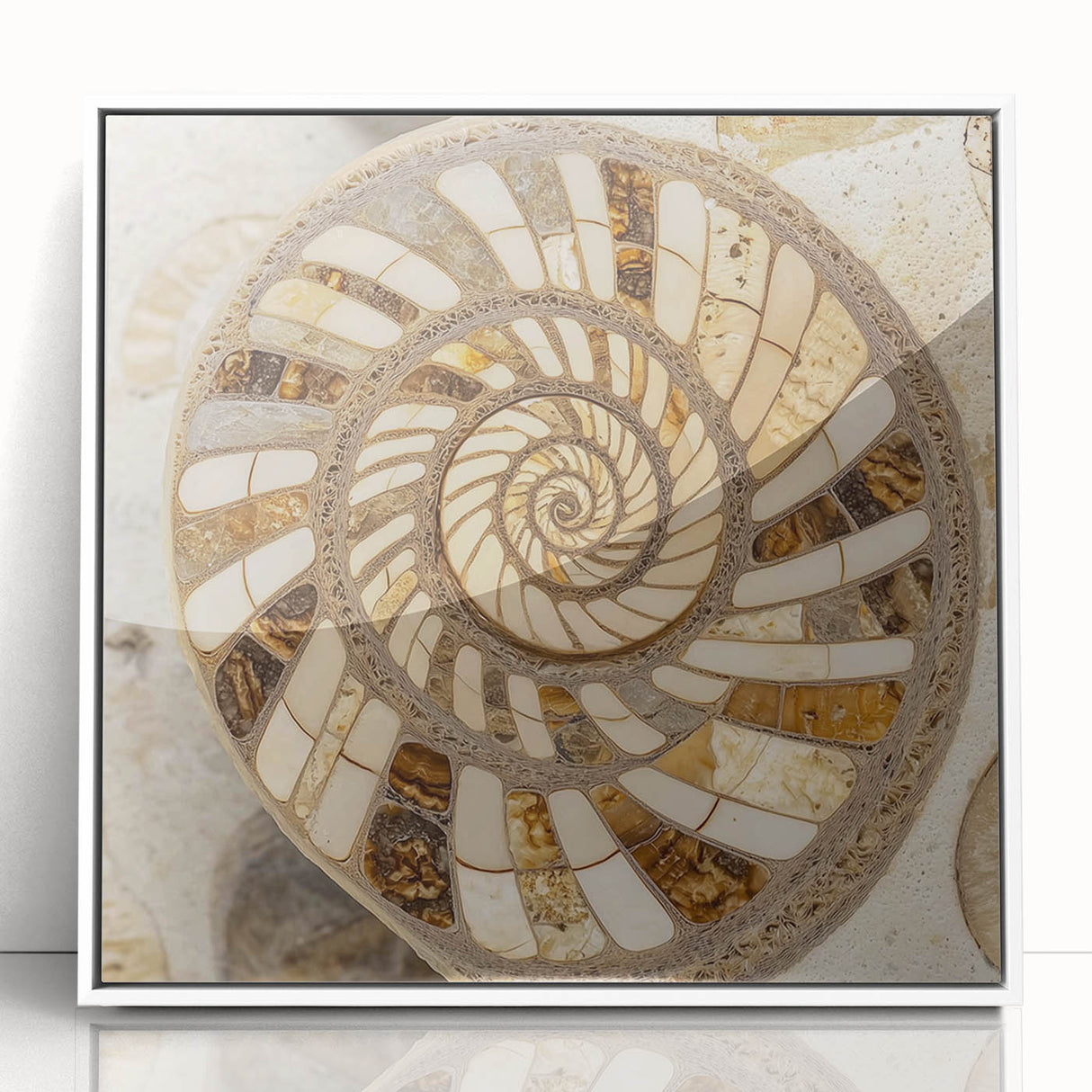Framed acrylic print of a close-up botanical element in art deco style, ideal for modern nursery decor.
