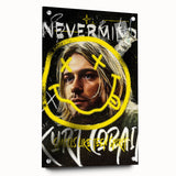 Grunge Pop Art Wall Art - Kurt Cobain Canvas with Yellow and Black