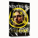 Grunge Pop Art Wall Art - Kurt Cobain Canvas with Yellow and Black
