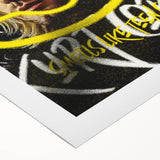 Grunge Pop Art Wall Art - Kurt Cobain Canvas with Yellow and Black