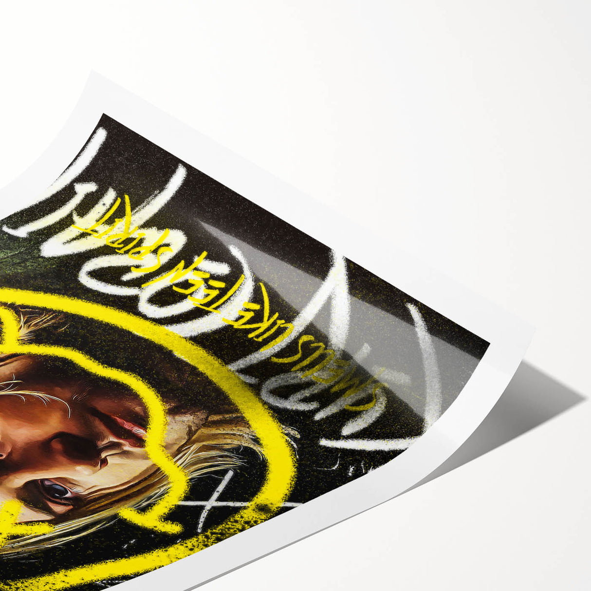 Grunge Pop Art Wall Art - Kurt Cobain Canvas with Yellow and Black