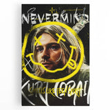 Grunge Pop Art Wall Art - Kurt Cobain Canvas with Yellow and Black