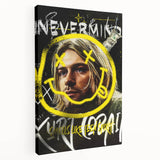 Grunge Pop Art Wall Art - Kurt Cobain Canvas with Yellow and Black