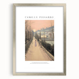 Textured abstract art print in muted gray and blue tones, framed in silver, ideal for modern bedroom ambiance.