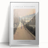 Art deco poster featuring a vibrant portrait of Camille in pastel shades, framed in white acrylic.