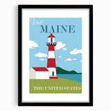 Retro Maine Lighthouse Poster – Vintage Prints & Nautical Wall Art