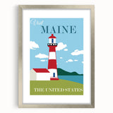 Retro Maine Lighthouse Poster – Vintage Prints & Nautical Wall Art